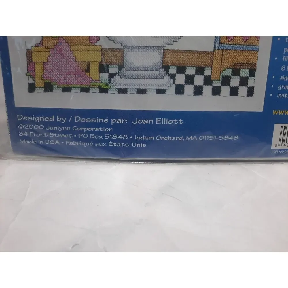 Vintage Janlynn Stamped Cross Stitch Kit Good Seating 140-193 10x13 Restroom